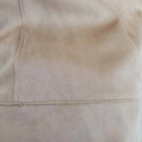 Tahari Faux Suede Lace Trim Open Front Jacket - Picture 5 of 12